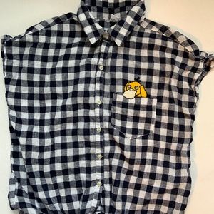 Embroidered Psyduck Tie Waist  Shirt